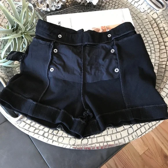 BALMAIN BLACK SHIMMERING PINSTRIPE SHORTS - Picture 4 of 16